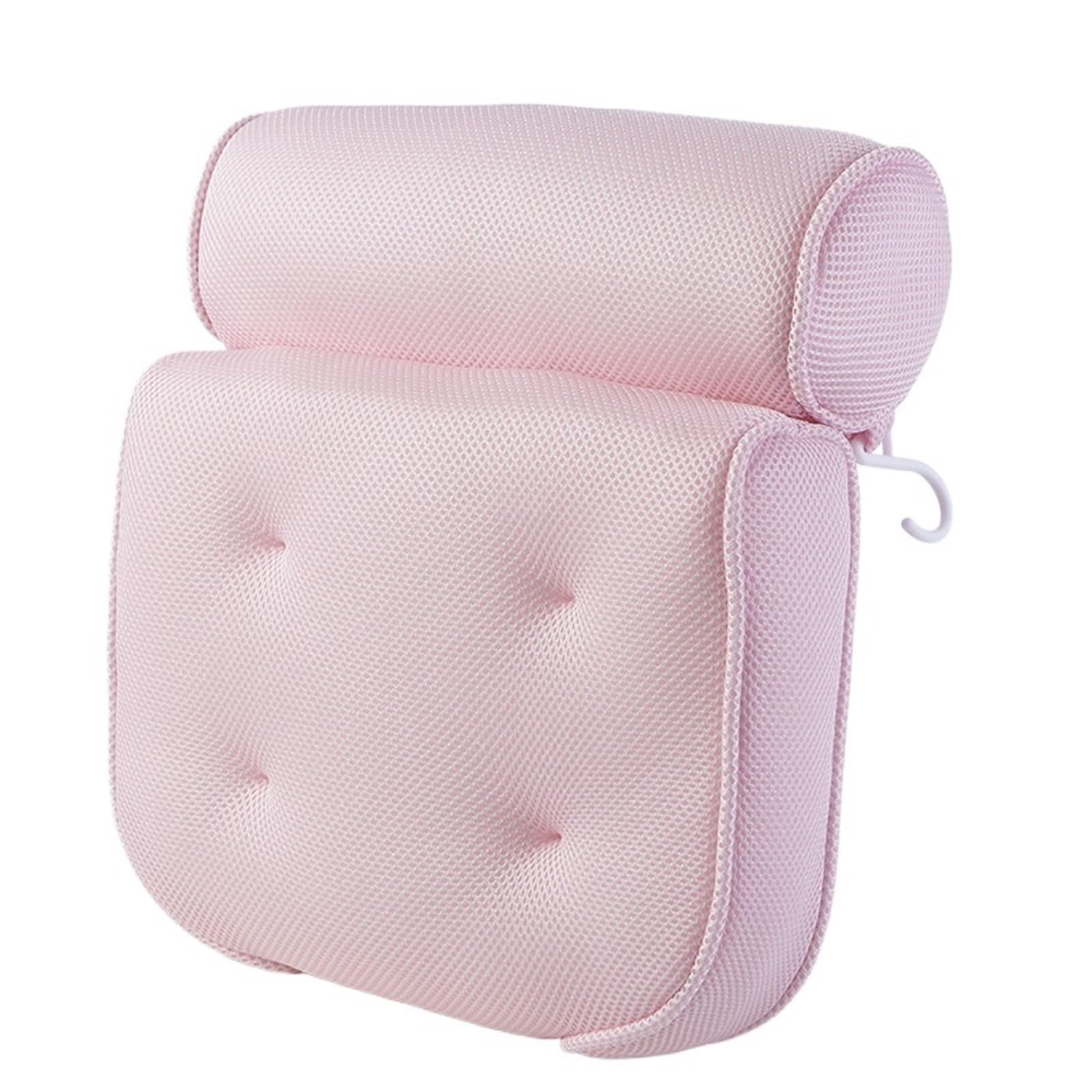 Bath Pillow 3D Bathtub Pillow With 6 Suction Cups Bath Cushion Square(Pink)