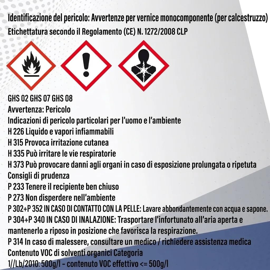 Vernice per pavimenti in cemento, pittura per facciate tradizionale per supporti minerali (pietra, muratura, cemento, facciata, intonaco, calcestruzzo ecc.) – selezione colori (1 L, grigio argento (RA