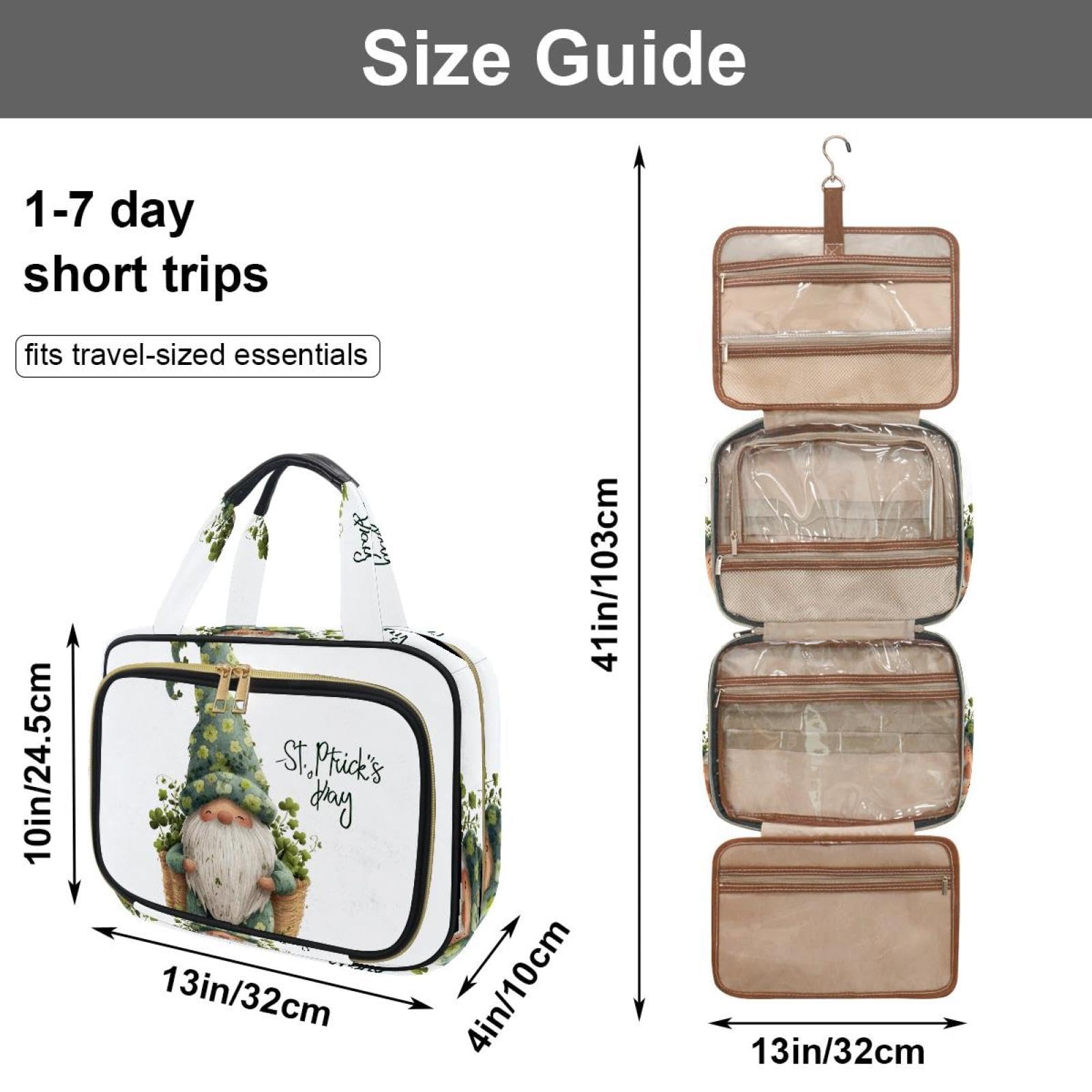 Kulturbeutel zum Aufhängen für Damen, weiße Blume, Reise-Make-up-Tasche, Organizer, Kosmetiktasche, Make-up-Kulturbeutel für Reiseutensilien, Zubehör, Mehrfarbig 13, M, Kulturbeutel