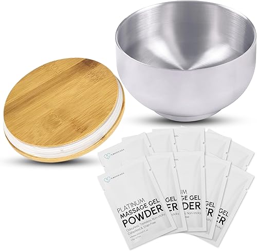 Platinum Nuru - Juego de cuencos de gel de masaje en polvo, 10 sobres de polvo de masaje de 0.18oz, 1 cuenco de 16 onzas líquidas