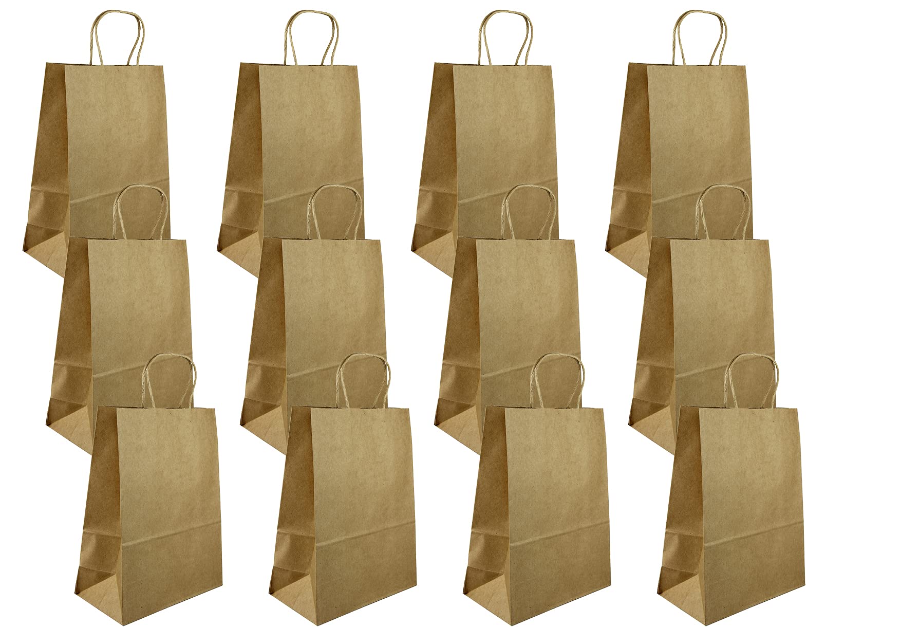 ECVV r-moment paper gift bags 12 pieces set eco-friendly with handles bulk shopping kraft retail party 27x21x11cm color brown, psb2732b
