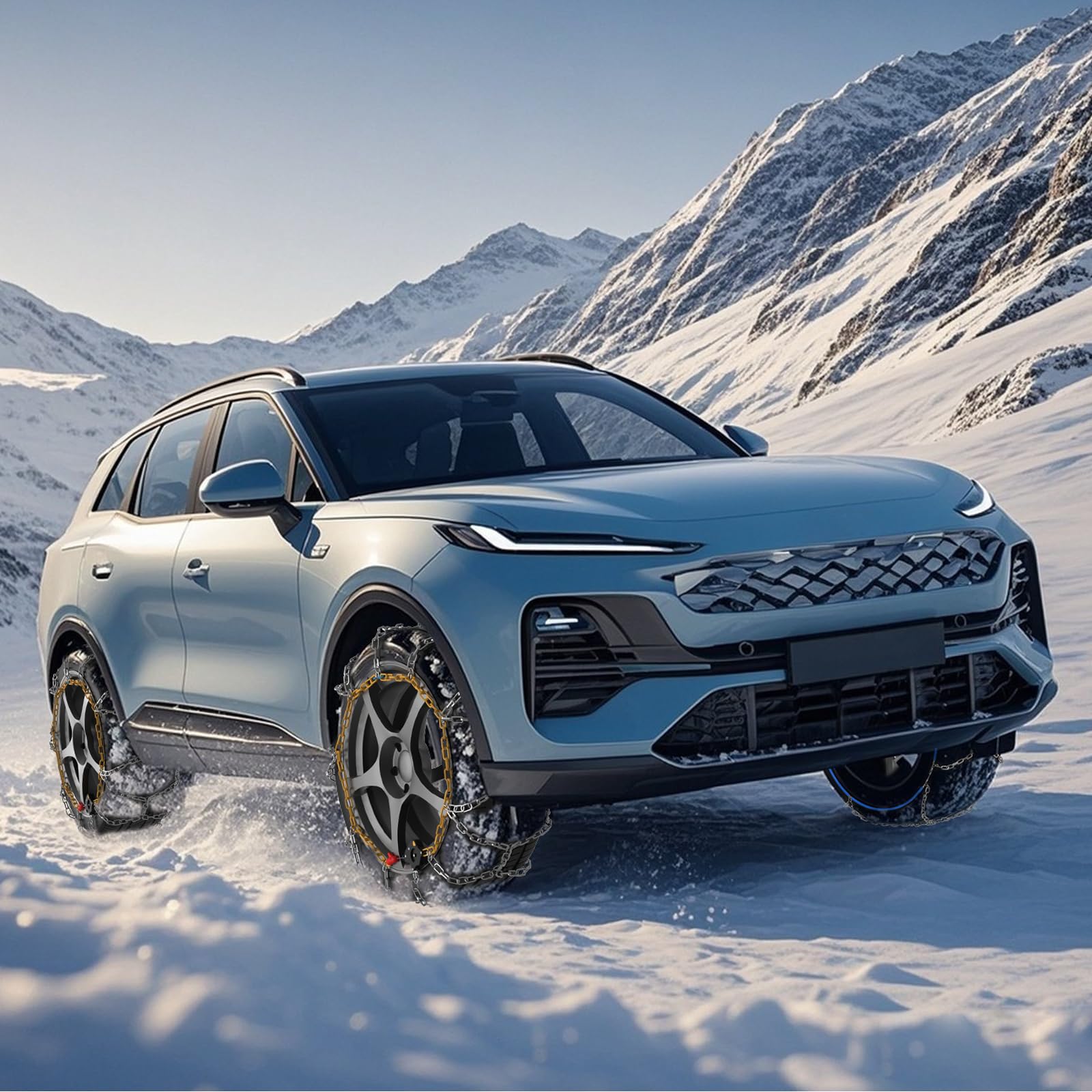 Catene da Neve Automatiche, 2 Pezzi x 12 mm, Montaggio Rapido in 1 minuto delle Catene da Neve con Tenditore Automatico per Auto (misura 110)