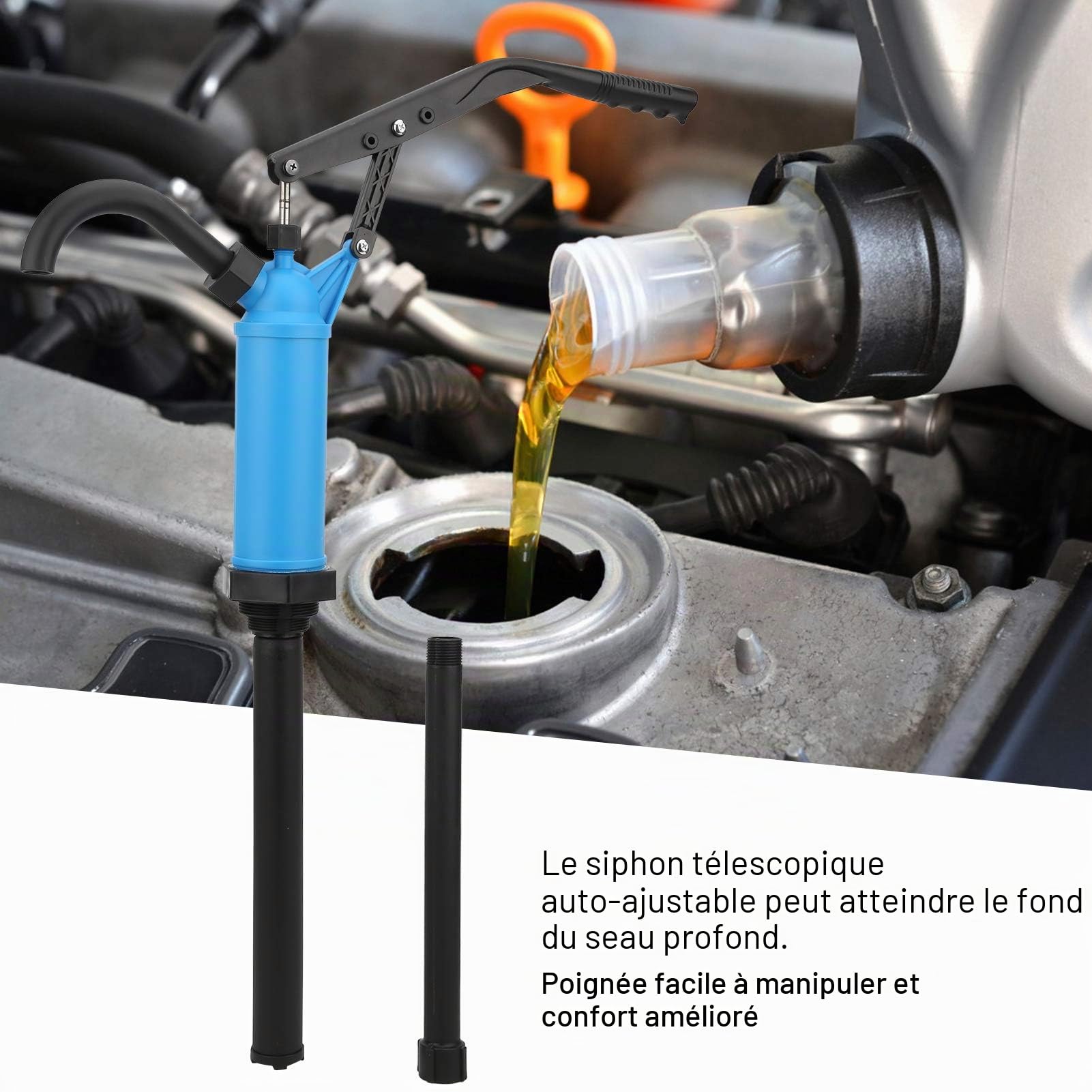 Pompe à baril à levier de 55 gallons Pompe à baril Pompe à tambour de transfert de liquide Réglable manuellement pour le transport de liquides combustibles