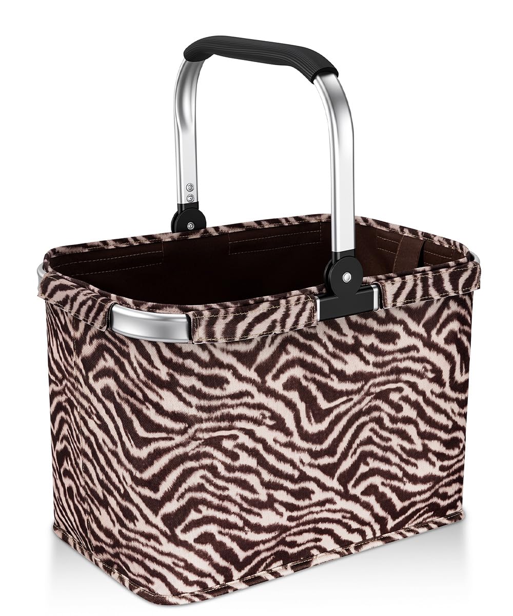 30L Einkaufskorb Stabiler Tragekorb Faltbar Einkaufstasch Groß Picknickkorb Klappkorb Reisetasche Personalisierter Einkaufen Korb mit Gepolsterten Griffen - ideal für Reisen/Picknick/Einkaufen