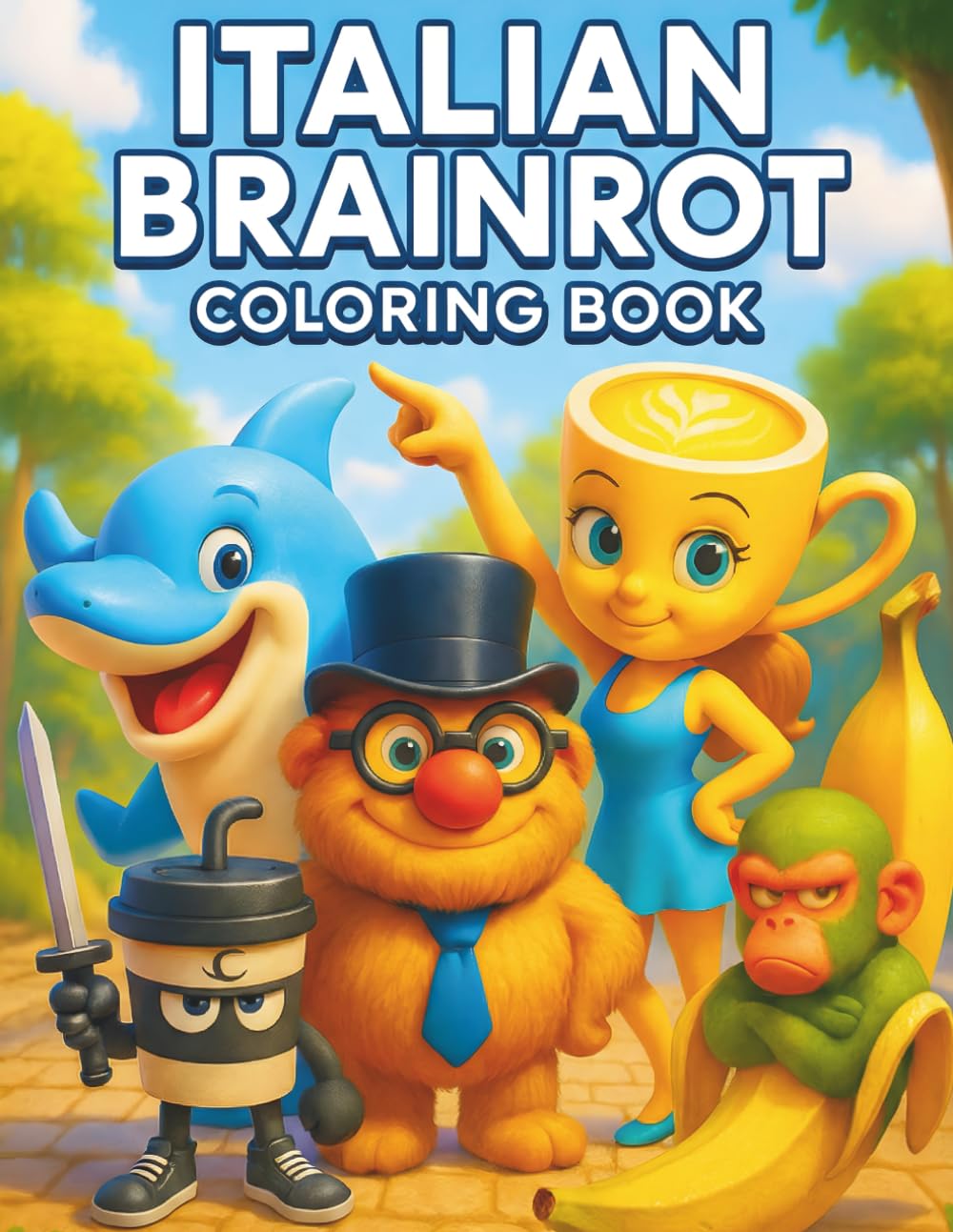 Italian Brainrot Coloring Book: Featuring 50 Most Famous Viral Characters - A Funny Meme Pages with Easy Big Bold Lines for Kids & Teens