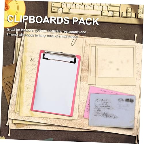 Miniatura 3 de STOBOK Paquete de 5 portapapeles de plástico, tablero de clip de varios colores con clips de metal con perfil bajo para médicos, enfermeras,