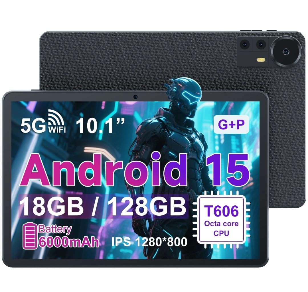 Android 15 Tablet, 10.1 Inch IPS Display, 20GB RAM, 128GB Storage