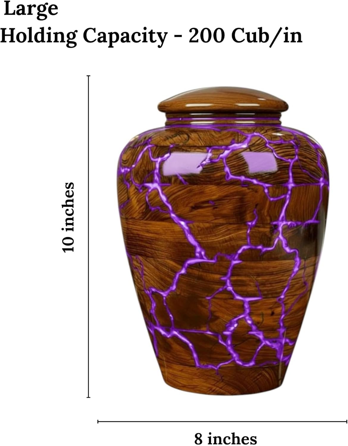 Rosewood Cremation Urns for Human Ashes Adult Male Female - Wooden Urn for Pets Ashes, Decorative Box for Ash (Purple, Large - 200 lbs)