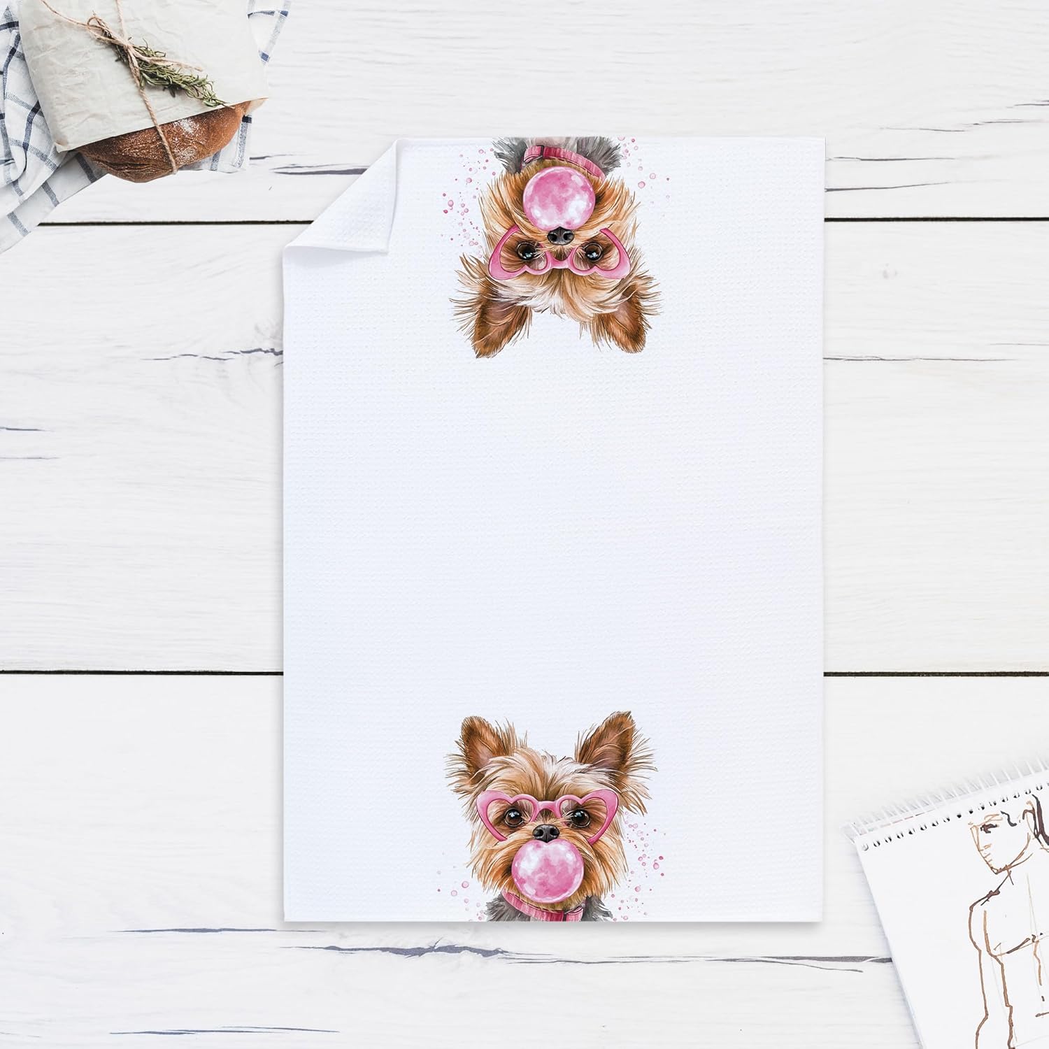 Cabana Bro Yorkshire Terrier Gifts Bathroom Hand Towels, Yorkie Gifts for Women Dog Mom, Funny Yorkshire Terrier Blow Bubbles Decorative Hand Towels for Kids Bath Room Washroom Spa Dorm, 16x24 Inch - Image 6