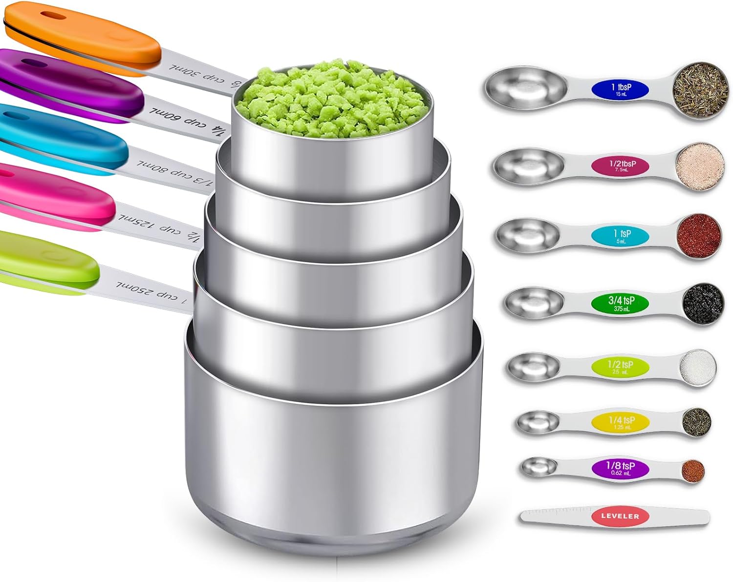 13-Piece Stainless Steel Measuring Cups & Magnetic Spoons Set