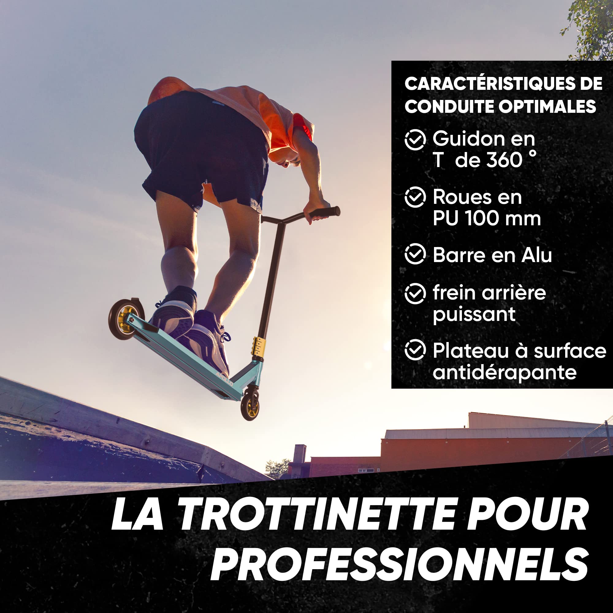 Apollo Stunt Scooter Star Pro - Semi Pro Stunt Scooter Robuste avec roulements à Billes ABEC 9, Fun Scooter, Kick Scooter, Trick Scooter, Freestyle Scooter