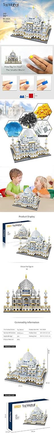 Architecture Collection: Taj Mahal 3950 pcs Building Set Model Kit and Gift for Adults and Kids,Micro Block