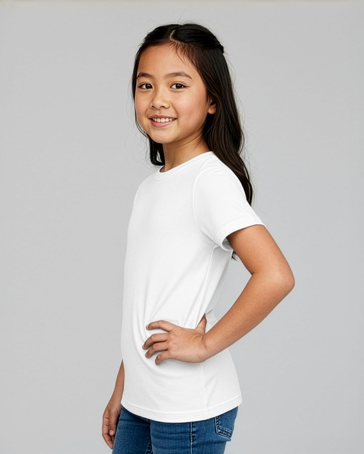 Real Essentials 5 Pack: Girls' Cotton Short Sleeve Crew Neck T-Shirt - Athletic Tee Shirt for Teens Kids Youth (Ages 4-16)