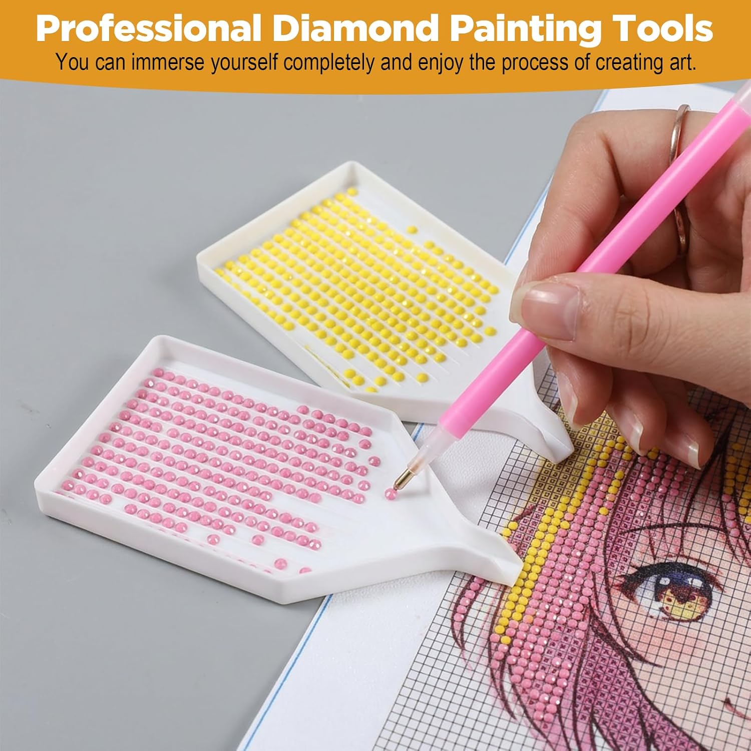 8PCS Plastic Diamond Art Painting Bead Sorting Trays, 4.13 x 2.36 Inches, Rhinestone Tray Organizer, Diamond Art Painting Accessories and Tools for DIY Crafts, Nail Arts, Rhinestone Sorting Trays