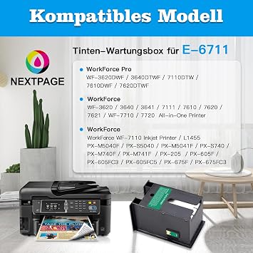 Nextpage Ink Maintenance Box for T6711 or C13T671100 Fits Workforce Pro WF-3620DWF 3640DTWF 7110DTW 7610DWF 7620DTWF Workforce WF-3620 3640 3641 7111 7610 7620 7621 WF-7710 7720 etc(With Chip)
