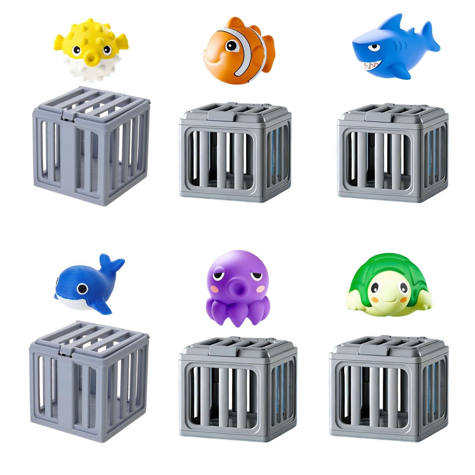 Sicheres Badewannen und Pool Tauchspielzeug Set mit Käfig und Fisch für Jungen und Mädchen Fördert Fantasie und motorische Fähigkeiten Geschenk Interaktives Pool Spielzeug