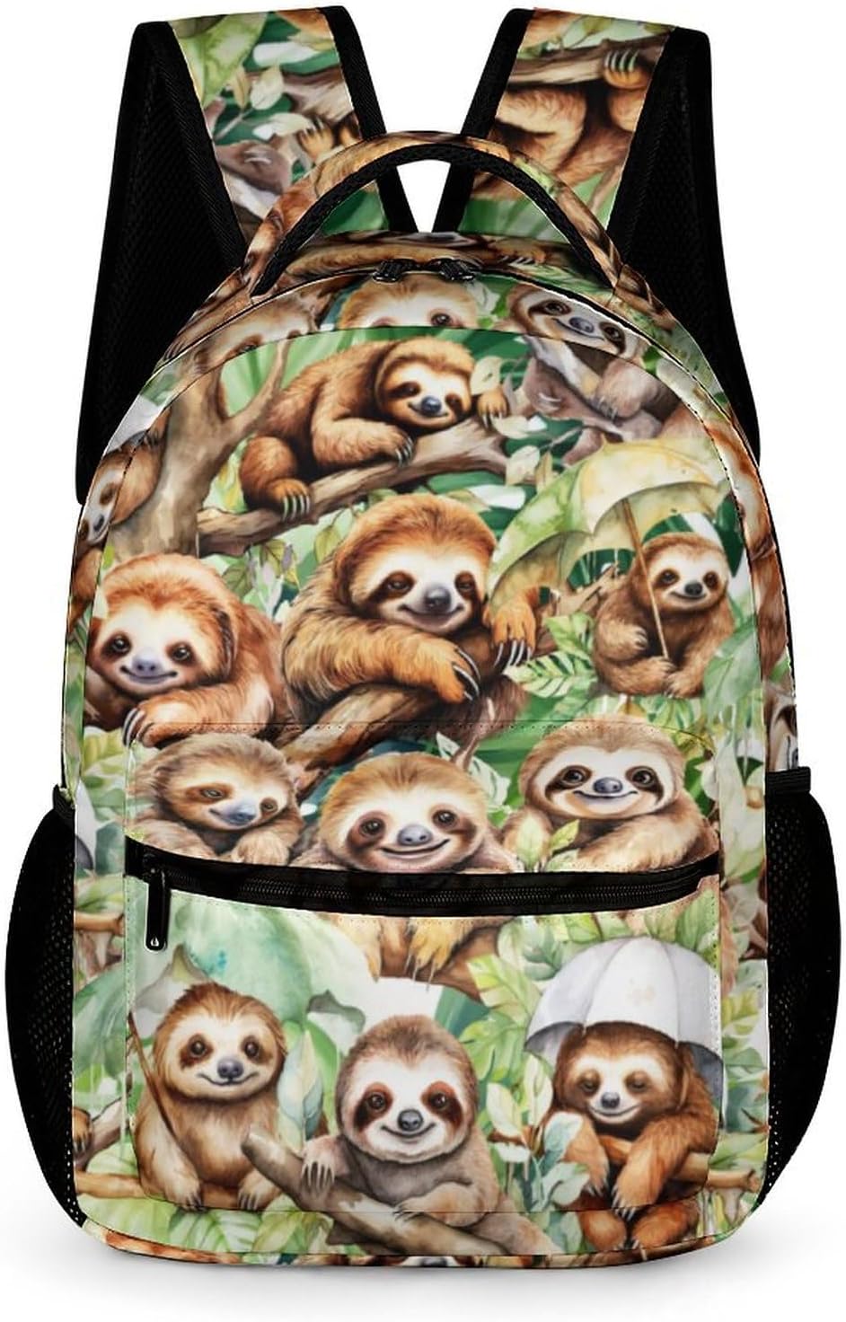 Sloth Backpack for Kids Girls Boys School, 16 Inches Cute Sloth Theme Bookbag, Adjustable, Lightweight, Large Capacity, Colorful