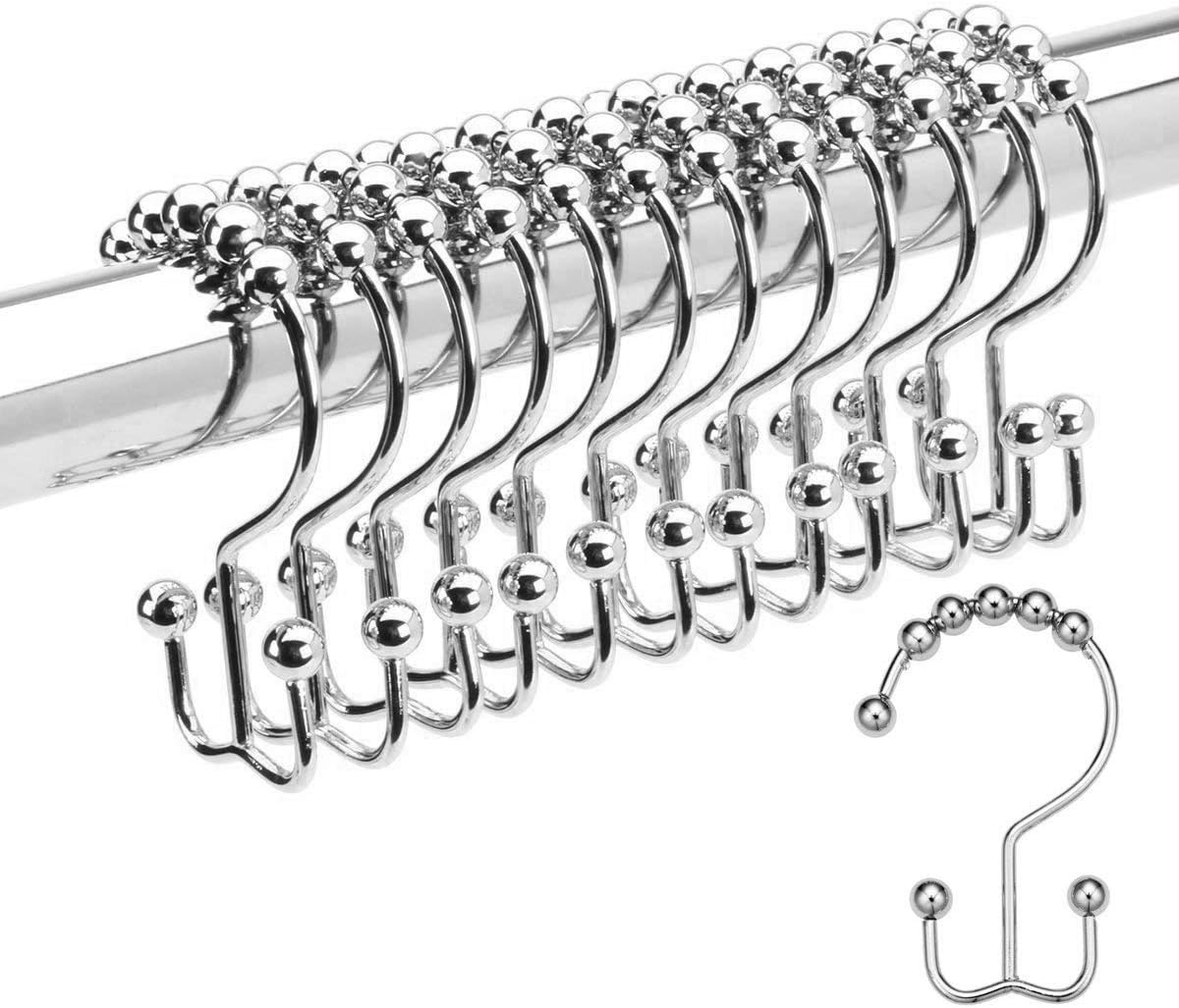 HUJI Double Glide Decorative Roller Shower Curtains Hooks (1) by Huji