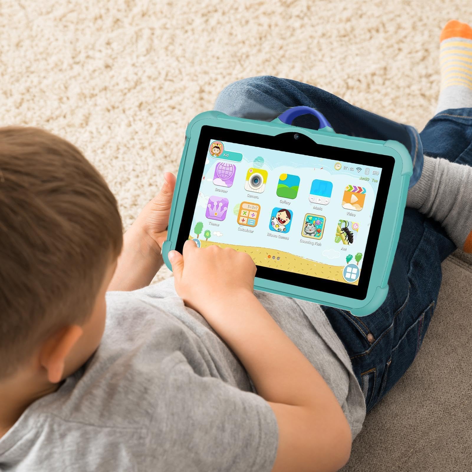 Genérico Tablet resistente alle cadute, tablet ad alta risoluzione, per bambini da 7 pollici ad alta risoluzione, tablet PC, tablet multiuso per guardare film e scattare foto