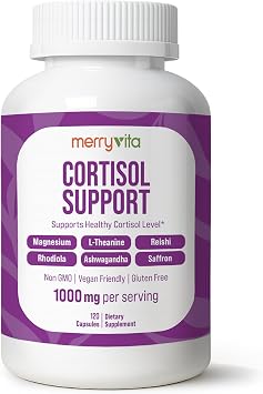Cortisol Support Supplement for Women & Men | Ashwagandha, Magnesium Glycinate, L-Theanine & Rhodiola | Supports Healthy Cortisol Levels, Relaxation, Calm Mood & Mental Clarity | 120 Vegan Capsules