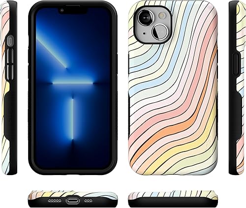 Vista 580 de Casely Funda para iPhone 13 Compatible con MagSafe Color Splash de medianoche Funda retro abstracta Color de medianoche Splash Abstracto