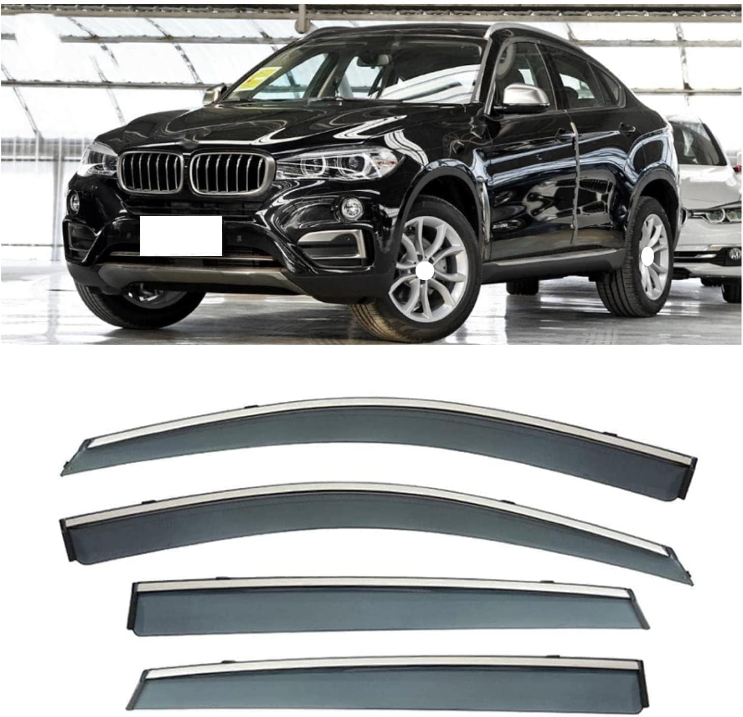 WeiYH Wind Deflectors for BMW X6 2014-2019, Keep Your Car Ventilated in Rain Car Rain Guard Shield Stick-on Fitment Weathershields