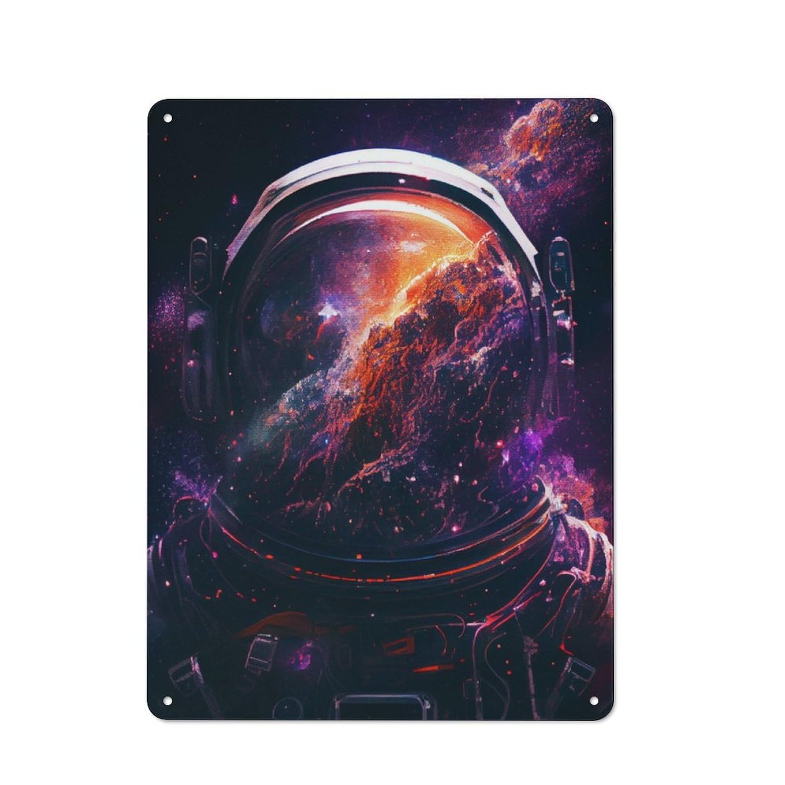 Junmoney Space Astronaut Rustic Tin Wall Plaque 40X30cm For Home Office Or Studio, For Garage, Workshop And Man Cave Decoration