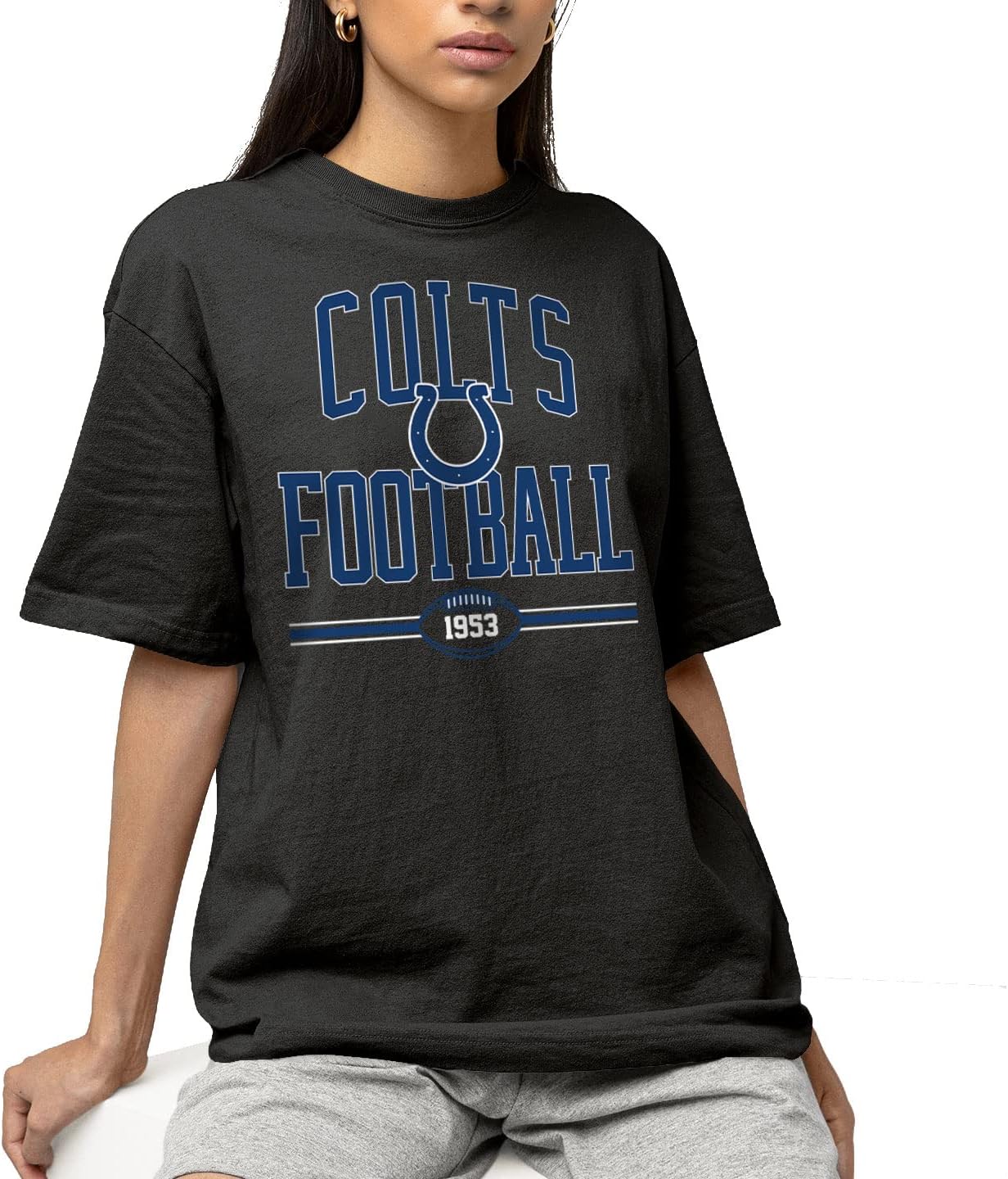 Hybrid Sports NFL - Indianapolis Colts - Football Arch - Men's and Women's Short Sleeve T-Shirt - Size 2 X-Large Indianapolis Colts - Black