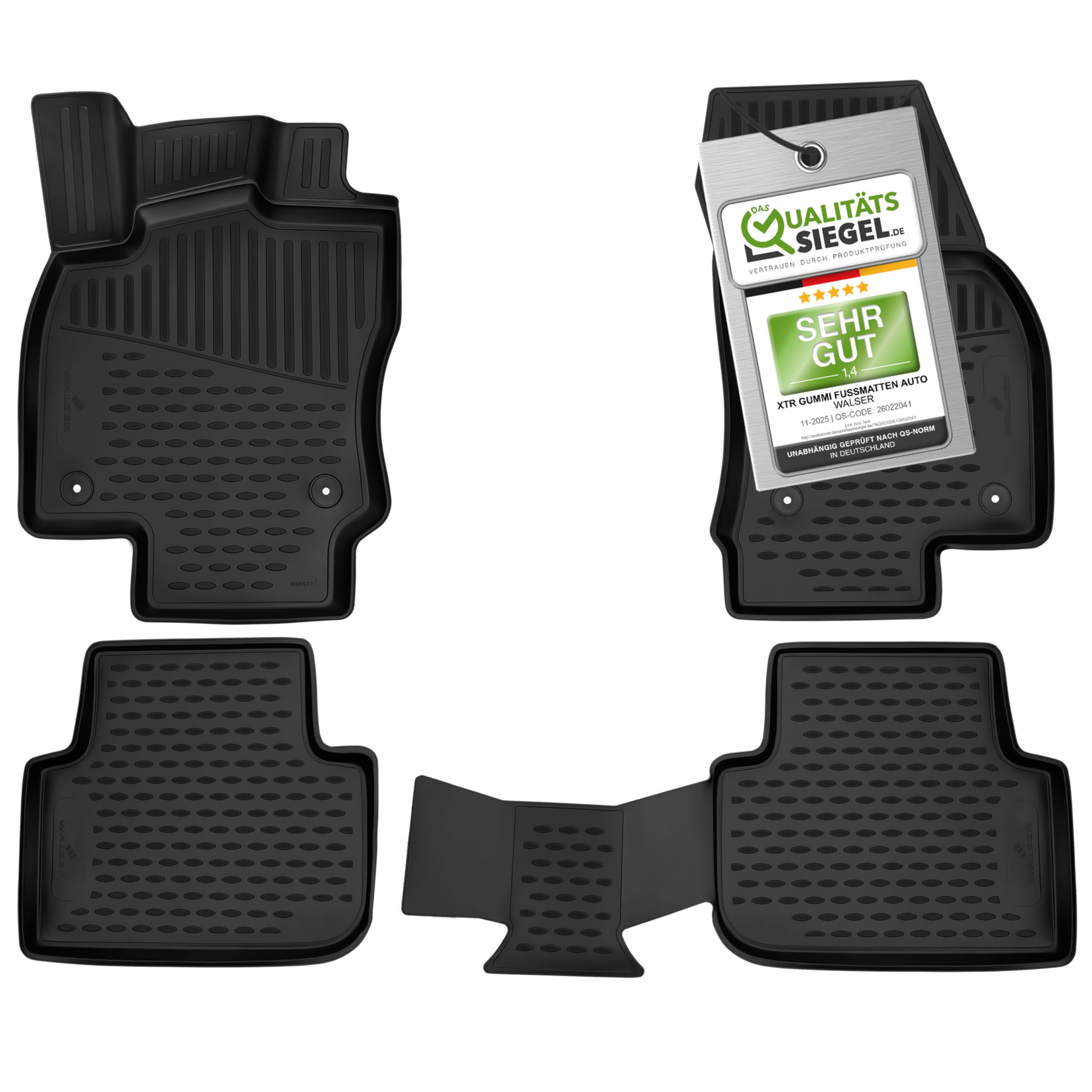 WALSER Tappetini in gomma per auto XTR su misura compatibile con VW Tiguan 2 (AD1, AX1), 01/2016-2023, Tappetini auto antiscivolo