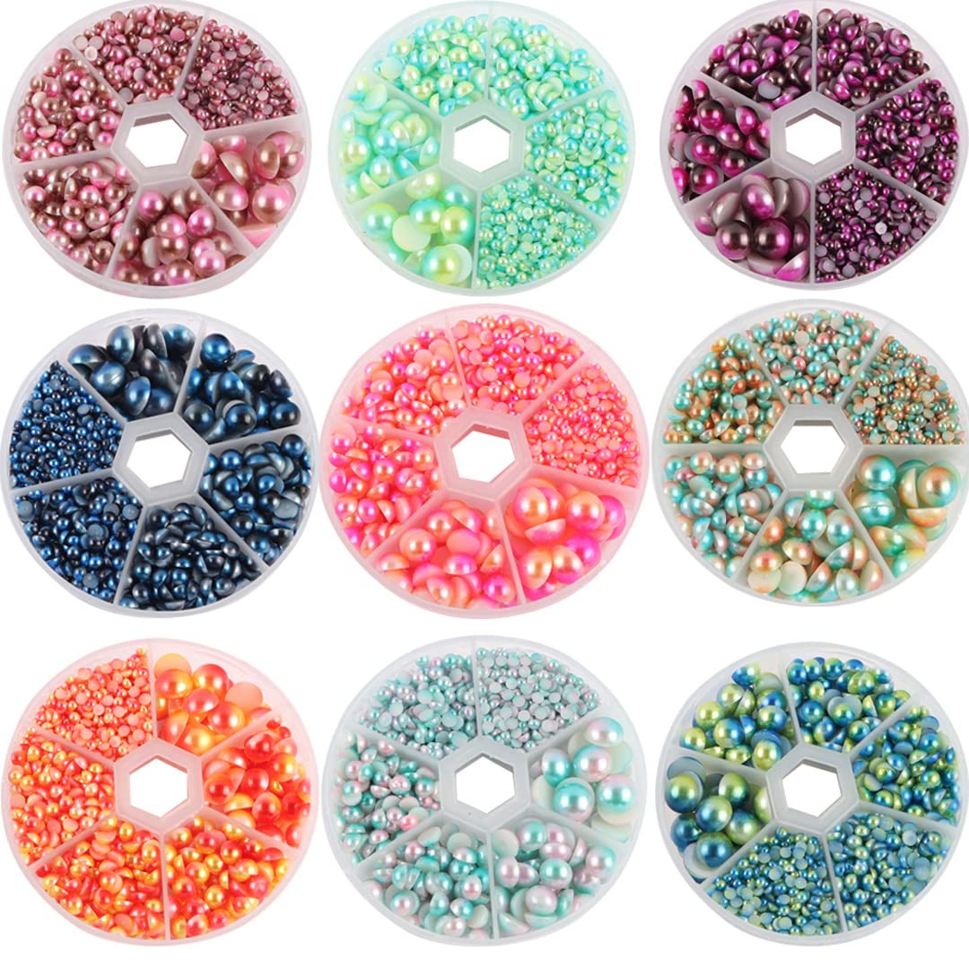 1150 stuks ronde platte halve parels losse kraal cabochon parel gemengde grootte kleuren voor doe-het-zelf ambachten mobiele telefoon accessoires kleur 4