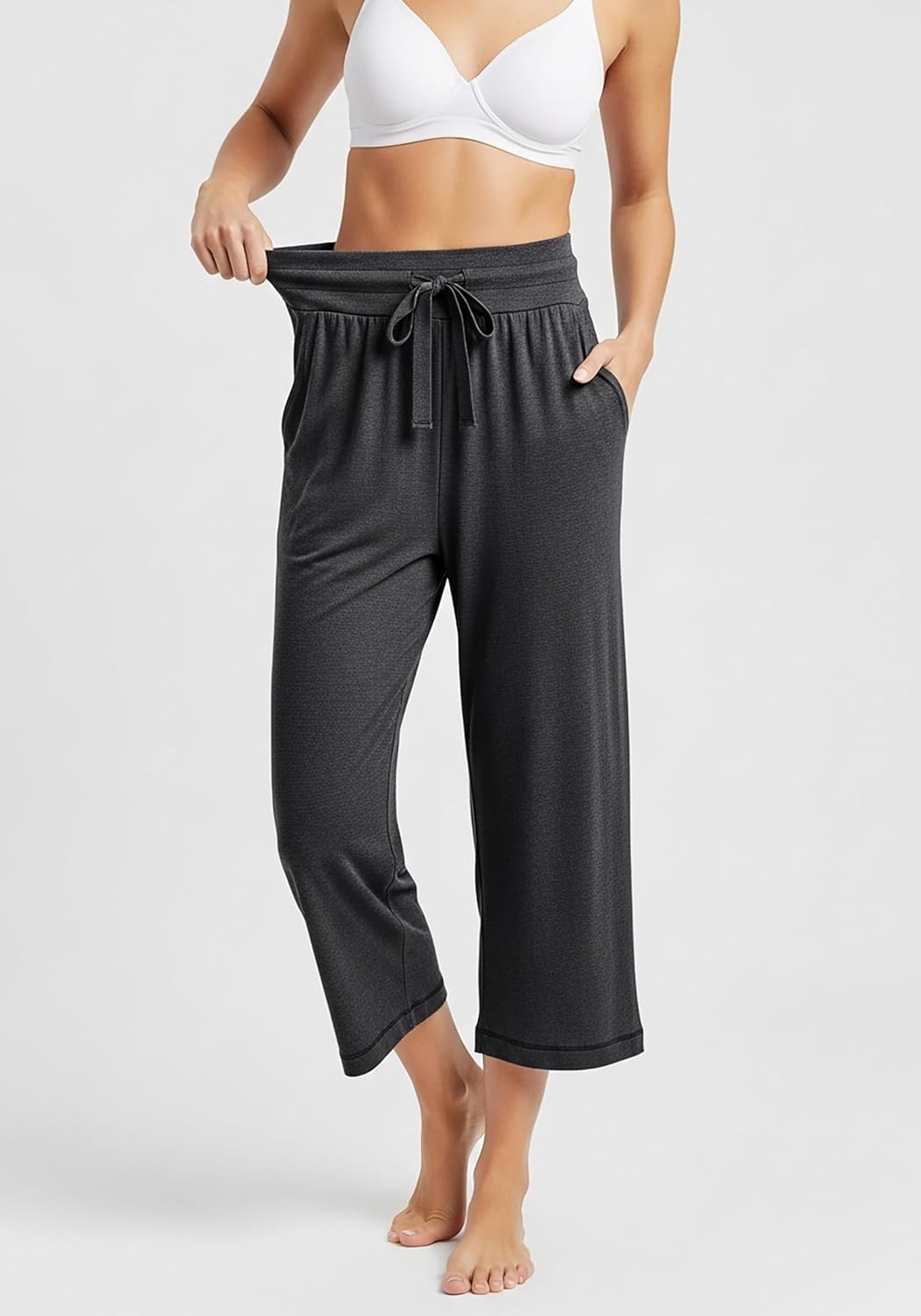 Sexy Basics Women's Ultra Soft French Terry Cotton Capri Bottoms | Drawstring & Pockets Pants | Multi Packs - Image 5