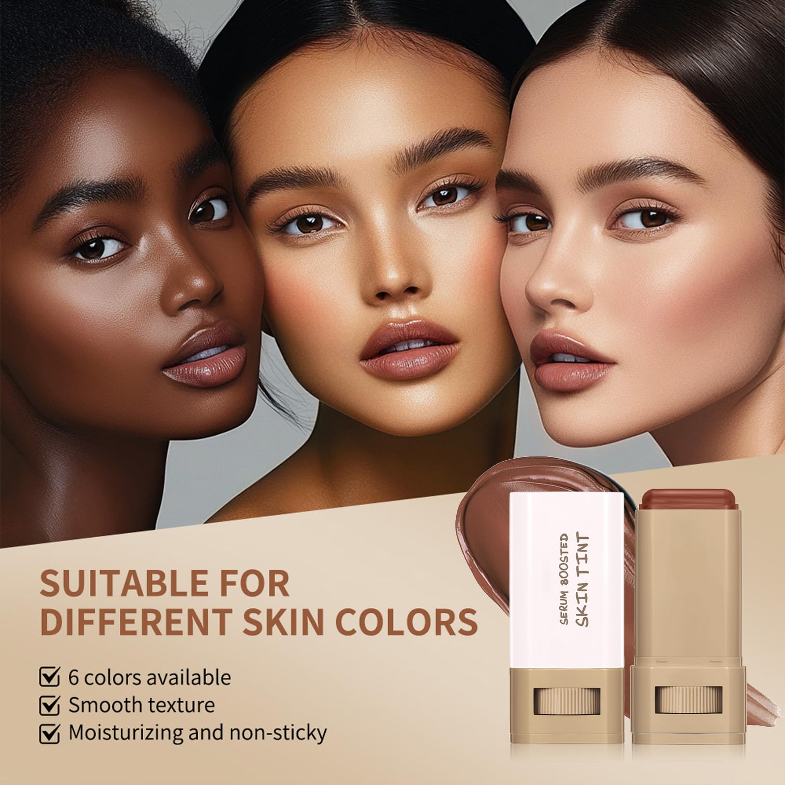 Makeup Foundation Stick, Beauty Balm Serum Boosted Skin Tint Concealer, Hydrating Full Coverage Concealer - Image 2