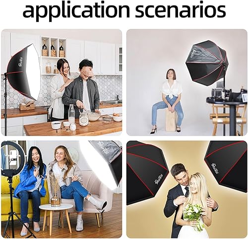 Miniatura 6 de Shirtal Kit de iluminación Softbox, kit de iluminación para fotografía de 37 pulgadas con 110 W, 2700-6500 K, 11000 Lux, lámpara prismática LED