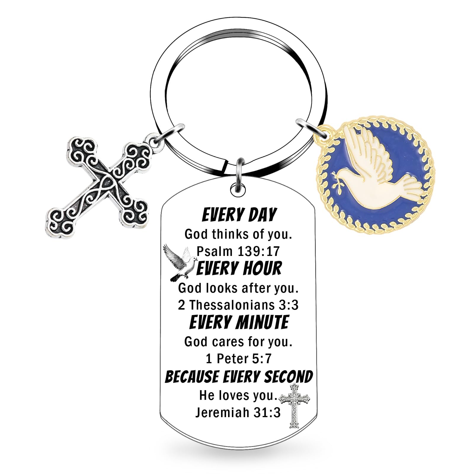 QuLuvaeri Christian Keychain Religious Baptism Gifts Bible Verse keyring for Easter Christian Gifts Inspirational Bible Verse Keychain