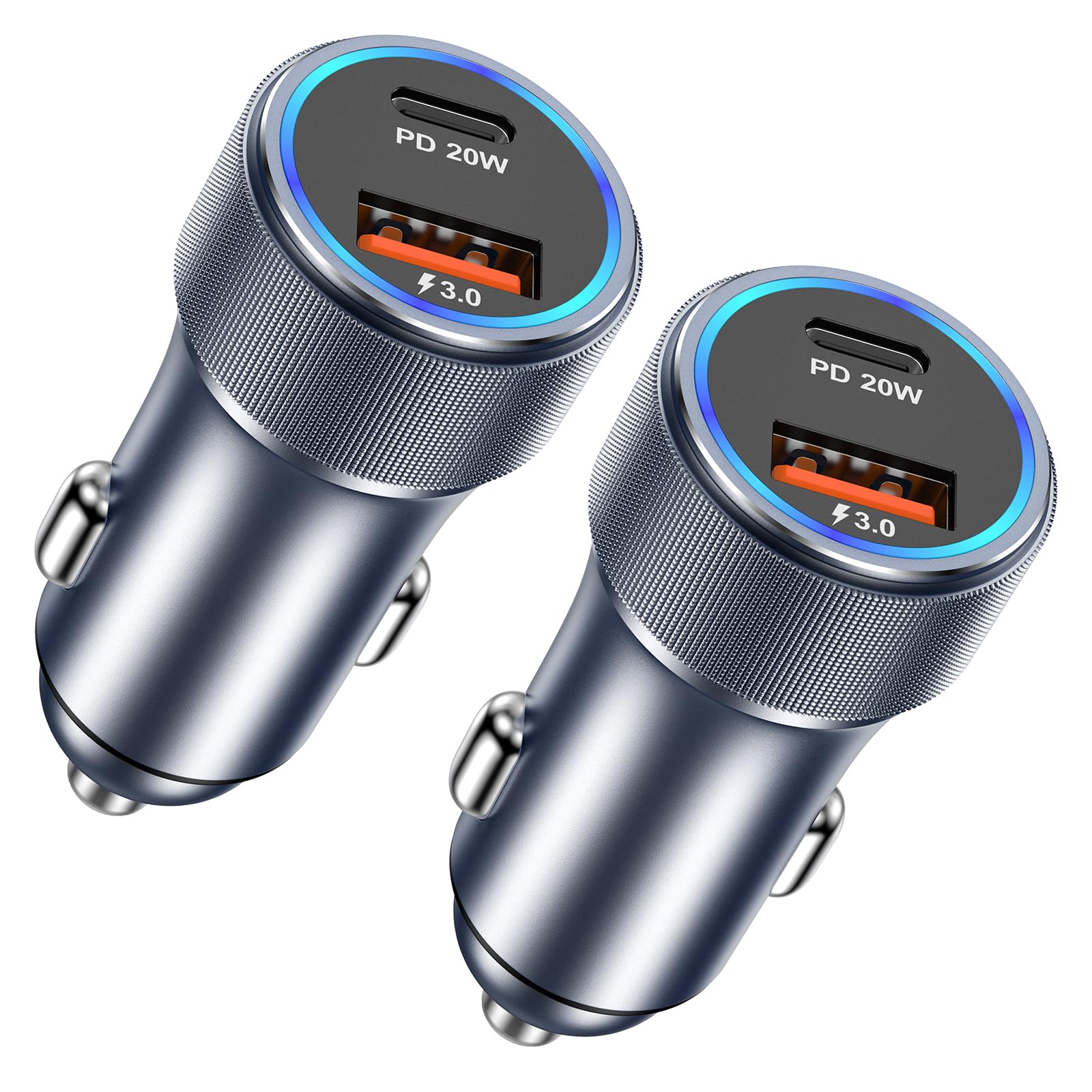 USB-C Car Charger, 2Pack 2-Port 36W USB C Cigarette Lighter Adapter, Type C Car Charger Fast Charging Car Phone Charger Adapter for iPhone 16/15/14/13/12/11/Pro Max,iPad,Samsung Galaxy,Pixel,Android