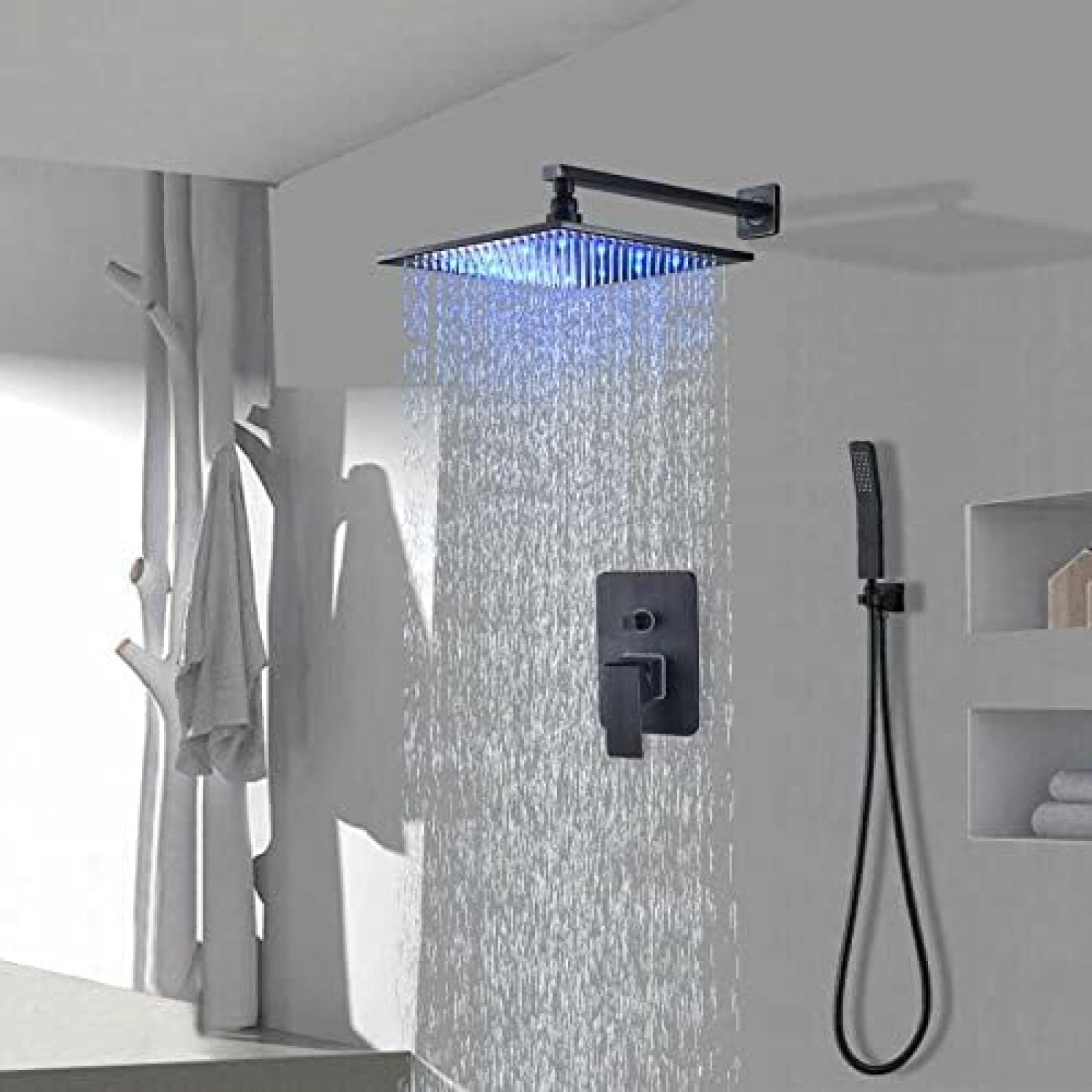 Rubinetto Miscelatore Monocomando Doccia Incasso Bagno, Nero Opaco