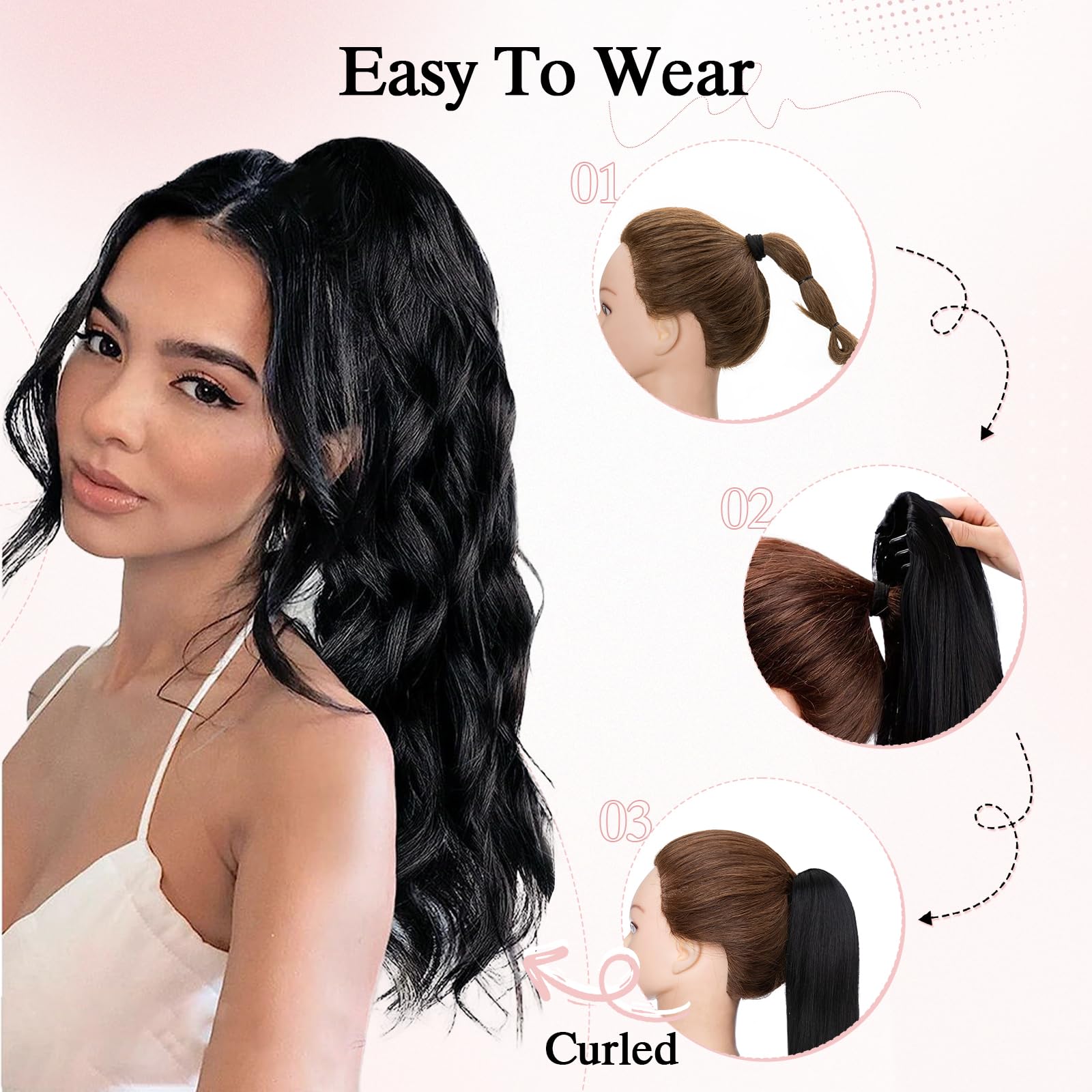 Human Hair Ponytail Extension with Claw Clip, 14 Inch, 105g 14 Inch Claw Clip Human Hair Ponytail Extension – Le main image 2