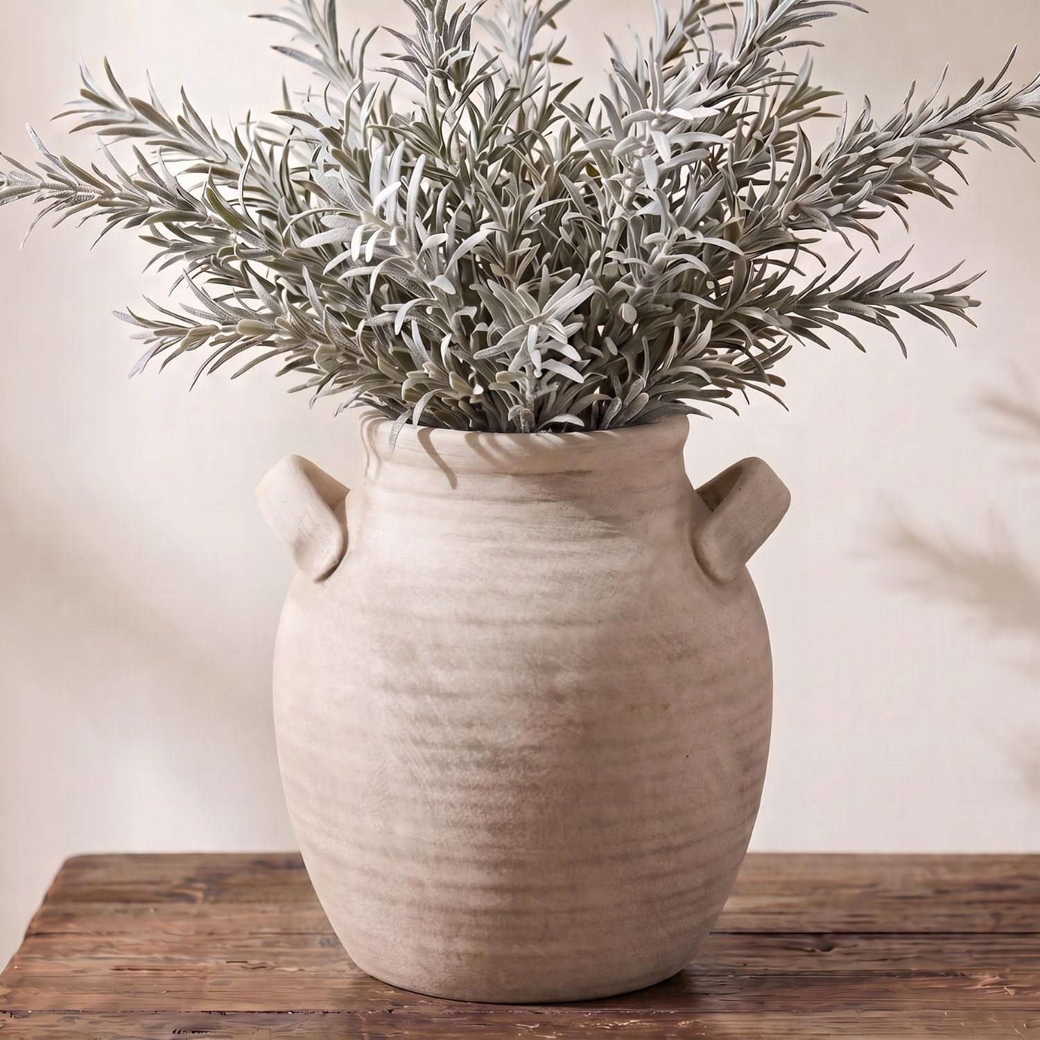 KRYSTHIA Ceramic Vase for Pampas Grass, Rustic Vase for Flowers, Farmhouse Vases for Home Decor,Vintage Vases for Living Room, Bedroom, Office, Kitchen & Coffee Table, 19 CM