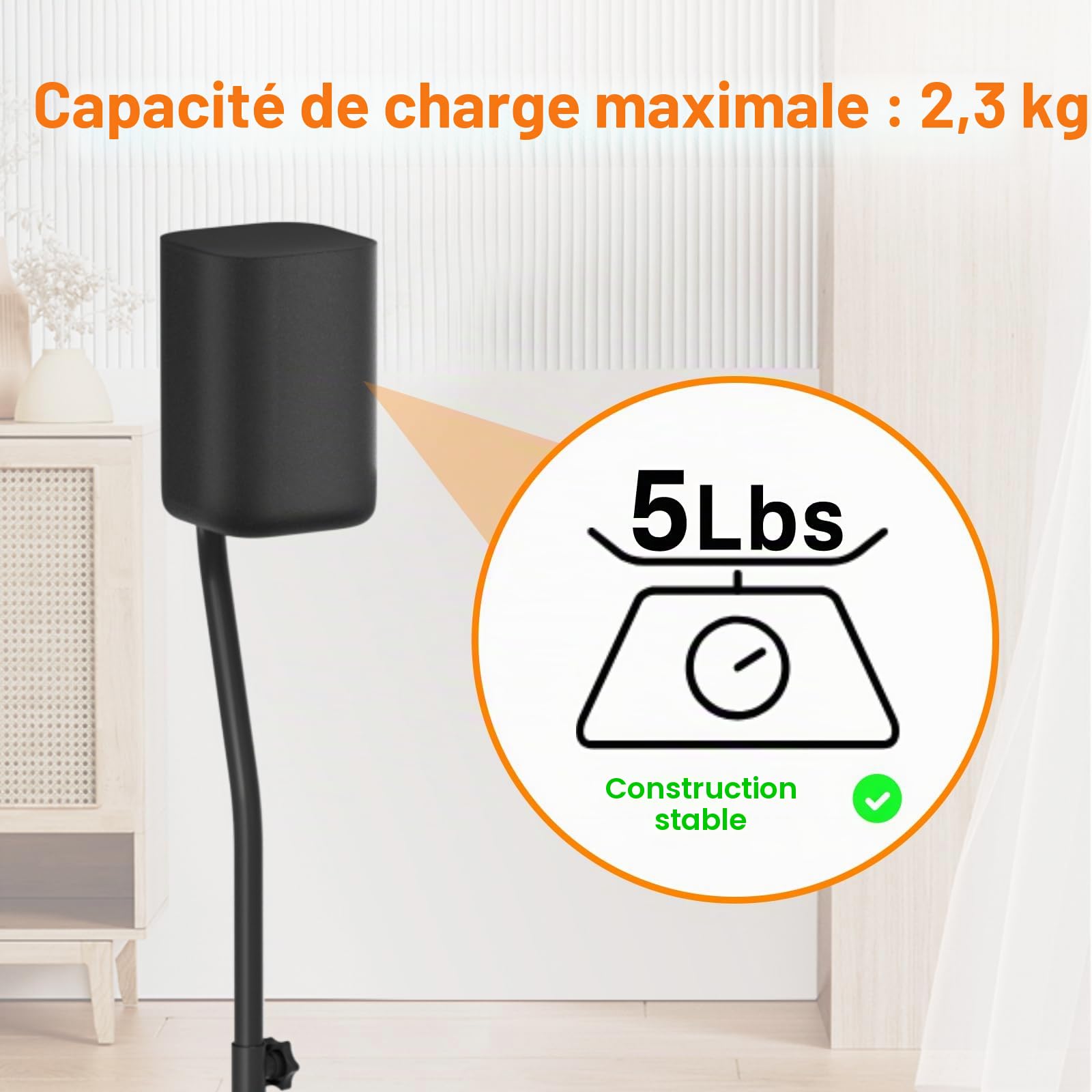 Paire de Supports Surround universels Extensibles en Hauteur de 33" à 42" - Supports d'enceintes arrière pour la Plupart des Petits Supports d'enceintes Surround Satellites LG, Vizio, Sony, Samsung.
