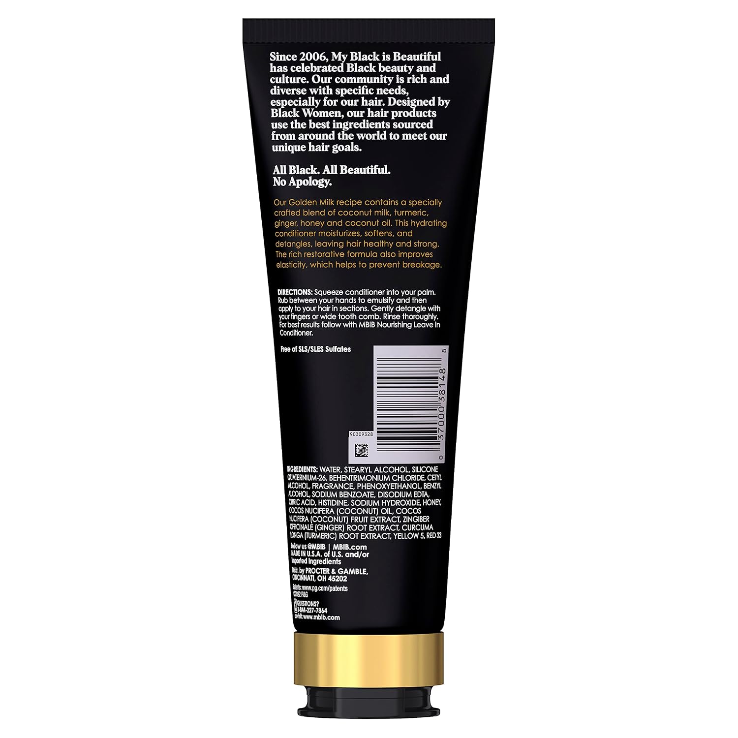 My Black is Beautiful Golden Milk Fortifying Conditioner, 8.4 Fl Oz — Sulfate Free, Moisturizing Conditioner for Curly and Coily Hair with Coconut Oil, Honey, and Turmeric