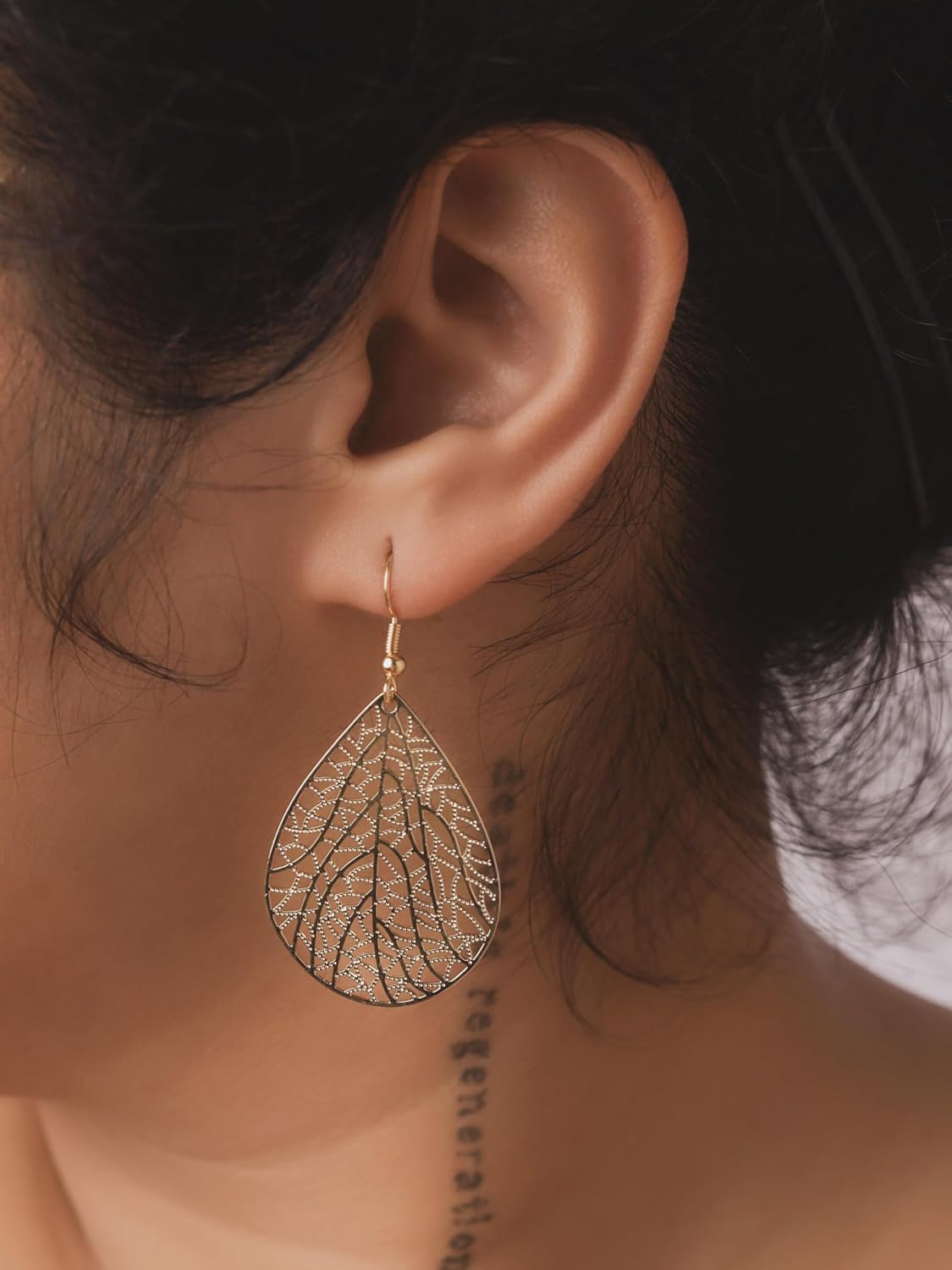 MINACHI Gold Plated Hollow Cut Out Waterdrop Teardrop Filigree Dangle Drop Earrings for Women, Vintage Fashion Statement Jewelry Gift for Women - Image 6