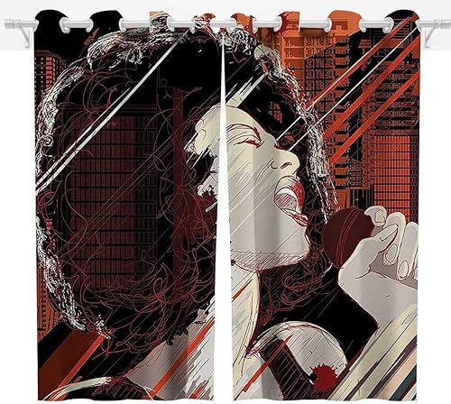 Miniatura 1 de Afro Decor - Cortina de cuentas para puerta, 2 paneles, cortinas negras y naranjas, cortinas opacas para eventos, 72 pulgadas de ancho x 72 pulgadas