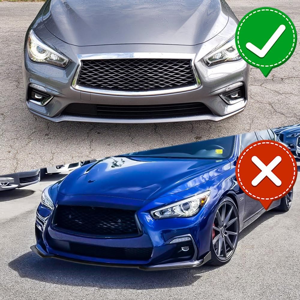 3PCS Front Bumper Lip Kit Compatible with 2018-2024 Infiniti Q50, Premium-Style Splitter Trim Protection Spoiler (Front Bumper Lip (Carbon Look))