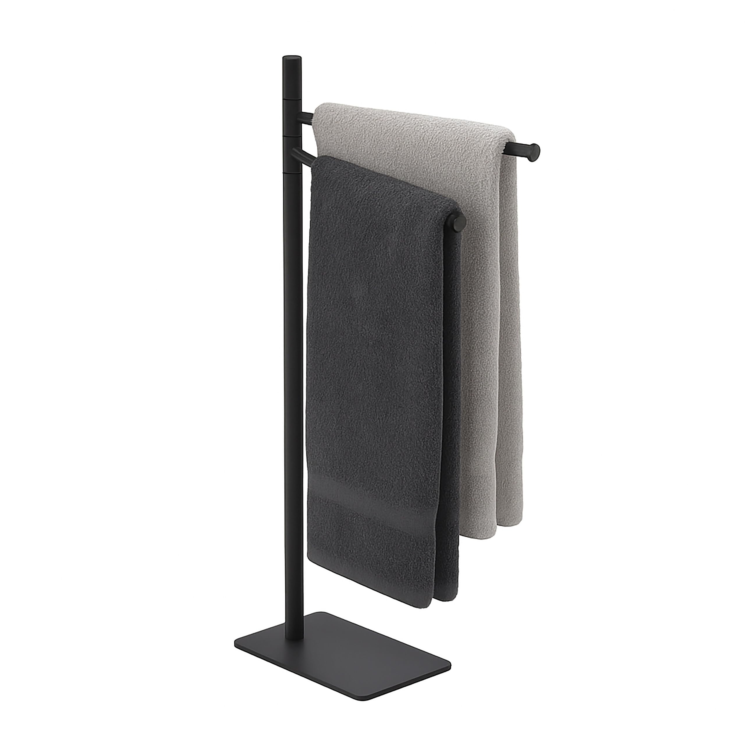 Relaxdays towel rack, HxWxD: 78 x 33.5 x 14 cm, stainless steel, 2 movable bars, standing towel rack, black