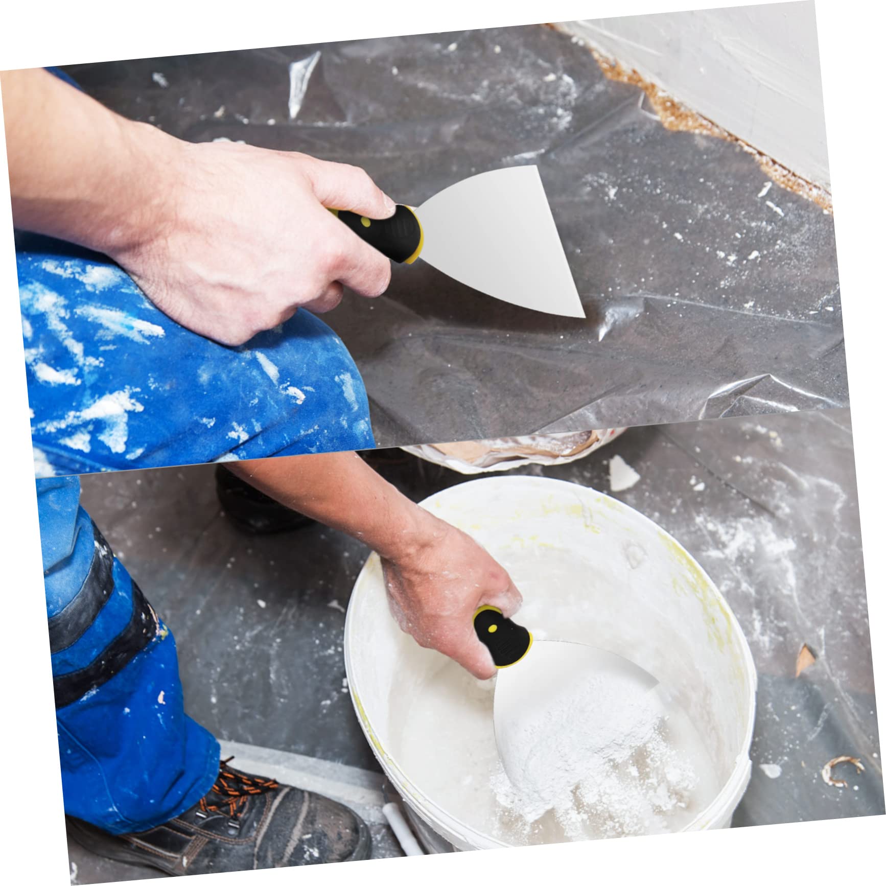WOONEKY Spatole per Stucco Professionali Set 8 Pezzi in Acciaio Inossidabile Flessibili per Rimozione Graffi con Manico Utensili per Pareti e Riparazioni Murarie