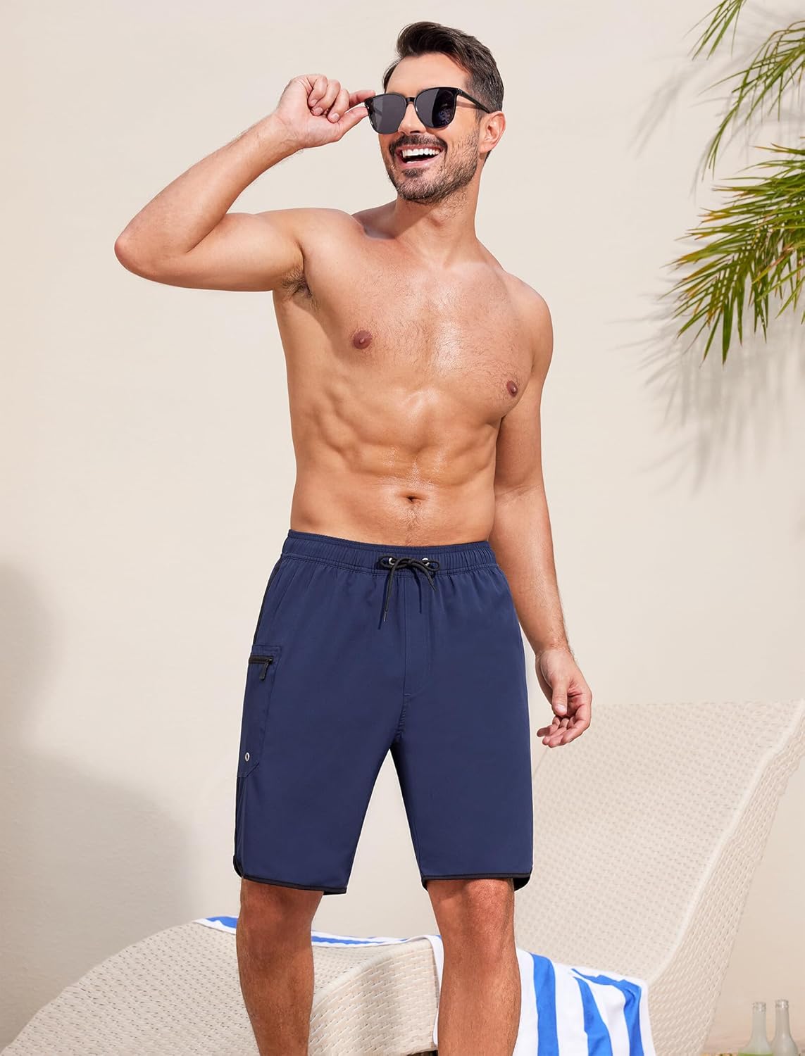 SILKWORLD Mens Swim Trunks with Compression Liner 9 Inch Long Bathing Suit 2 in 1 Beach Quick Dry Shorts with Pockets - Image 4