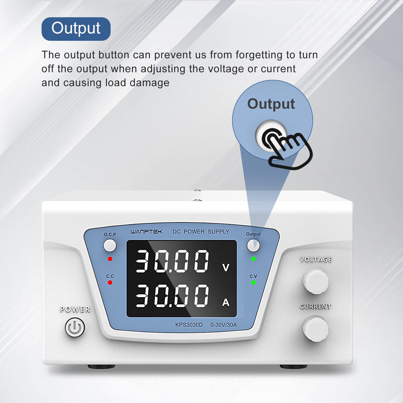 Fuente de alimentación CC ajustable (0 ~ 30 V, 0 ~ 30 A) banco de laboratorio regulado fuente de alimentación con botón de codificador/salida