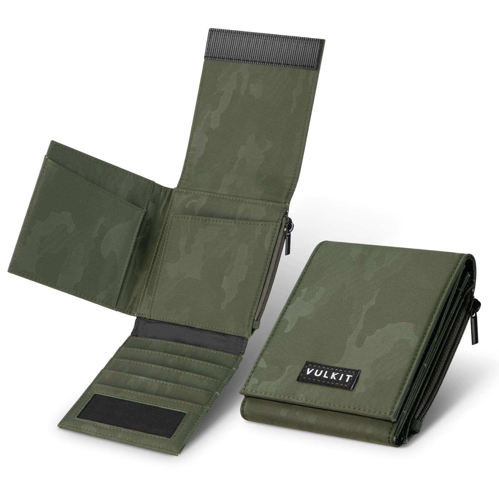 vulkit Mens Wallet RFID Blocking Card Holder Minimalist Multifold Wallet, Light-weight, for 20+ Cards, Cash, Bills, Camouflage green, Minimalist-picture-49