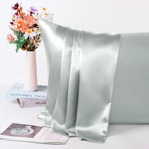 Miniatura 5 de PiccoCasa Fundas de almohada de satén de 3.00ozm para cabello y piel, funda de almohada sedosa de lujo con cierre de cremallera, juego de 2 fundas