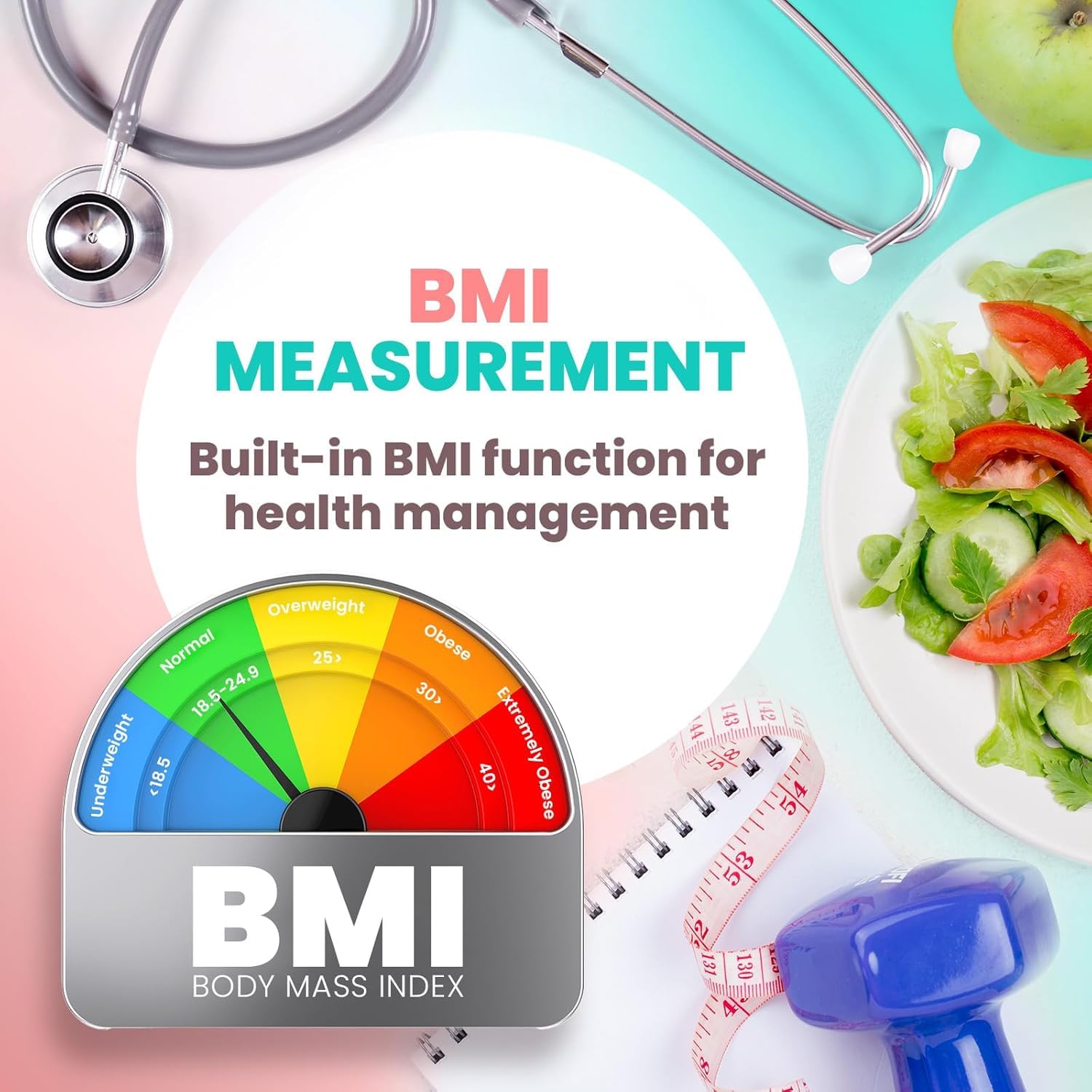 SIKE Bilancia medica digitale BMI, bilancia medica da pavimento per peso corporeo, limite 250 kg, bilancia professionale portatile, facile da leggere, resistente, piattaforma da 31,8 x 30,5 cm
